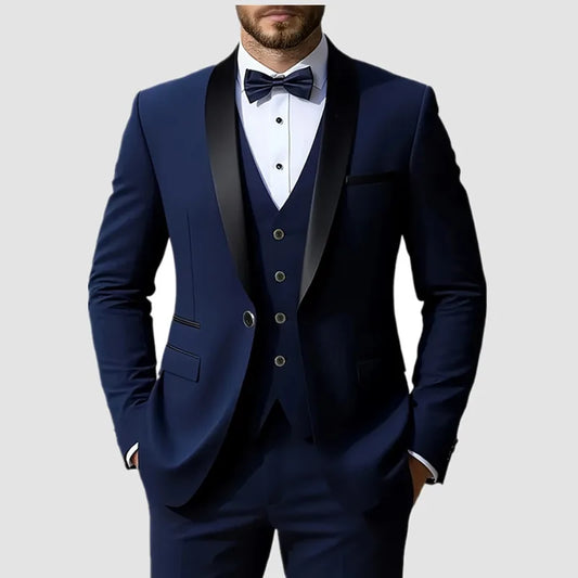 Traje Formal Hombre Boda Slim Fit - Set Business Casual Esmoquin Manga Larga Solapa Novio