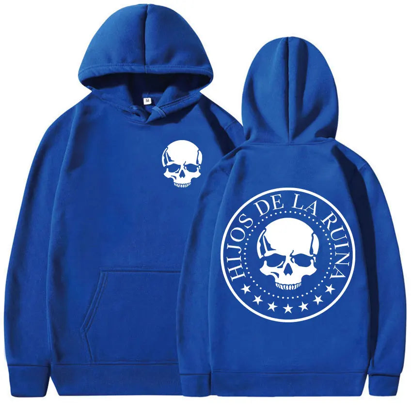 Sudadera Gothic Skull Hombre - Hoodie Manga Larga Hip-Hop Retro
