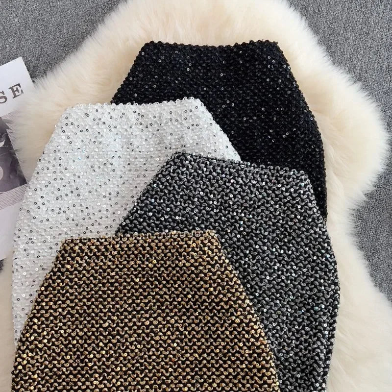 Falda Lentejuelas Mujer Oficina - Falda Elegante Formal Premium Coreana