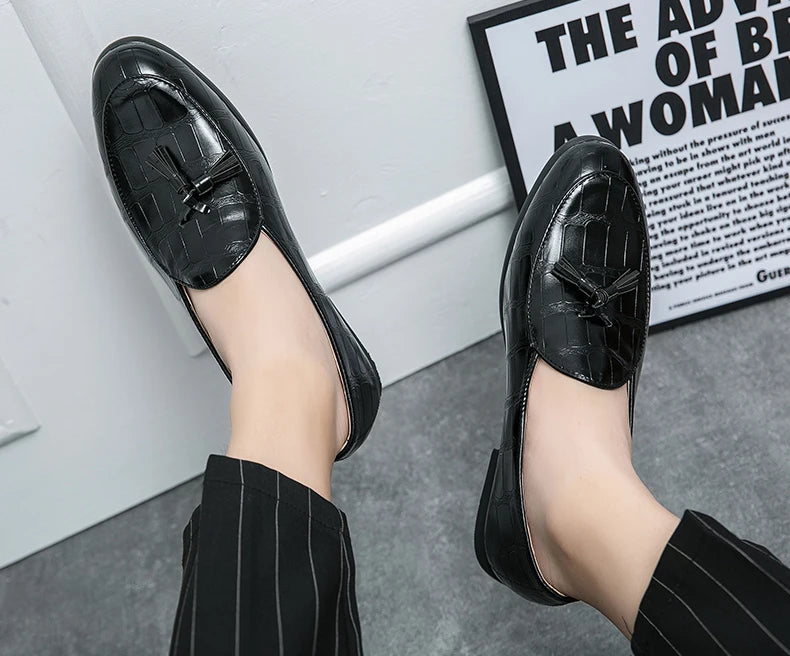 Zapatos Boda Hombre Loafers Borlas - Cuero Slip-On Vestir Business Estilo Británico Formal