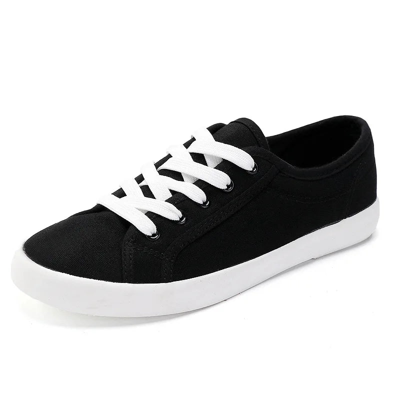Zapatos Canvas Low Top Mujer Blancos - Zapatillas Transpirables Estudiantes Pareja