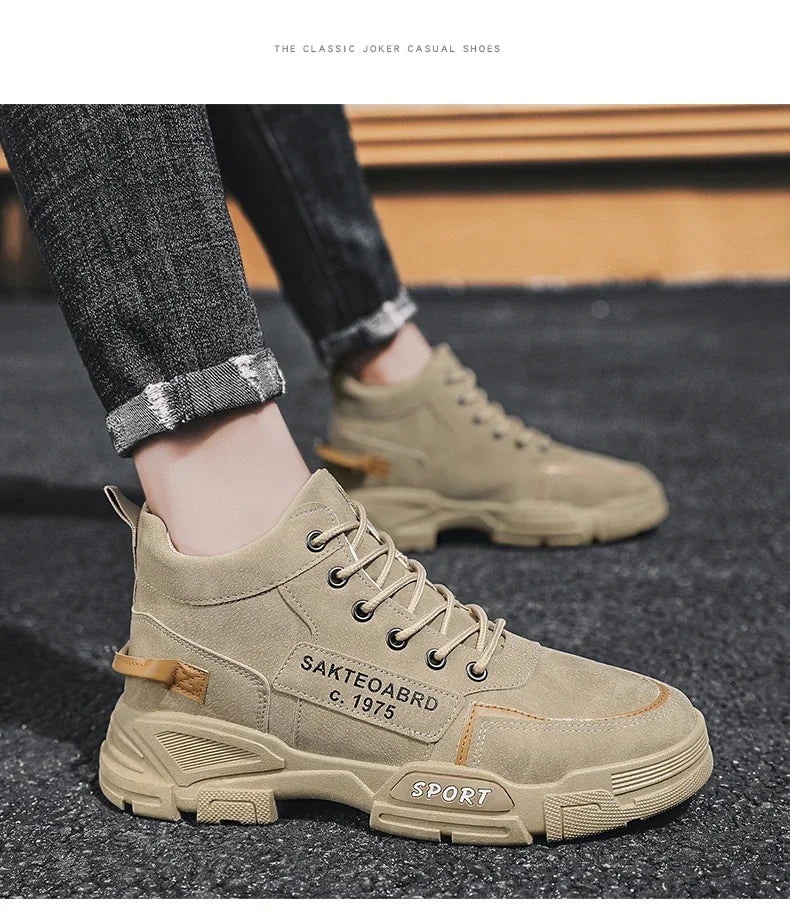 Botas Hombre Casual Suela Suave - Antideslizantes 4 Estaciones Trabajo Outdoor Estudiante Deportivas Fashion Youth Versátiles Trendy