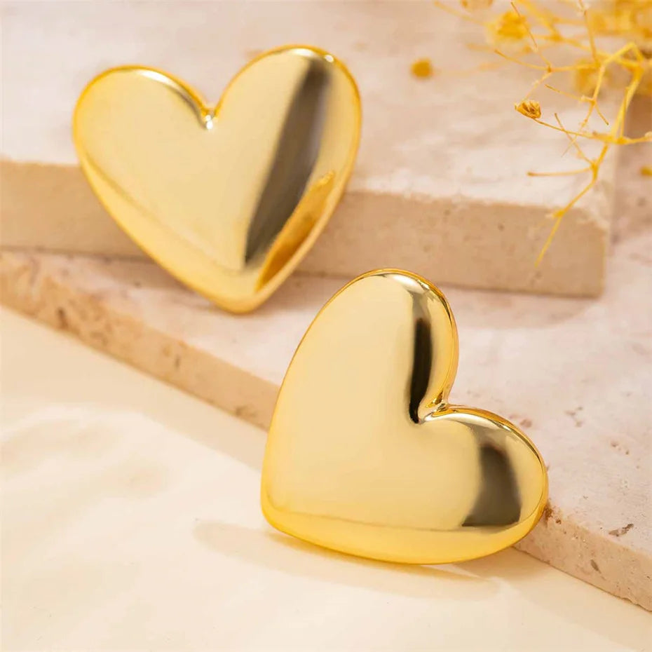 Pendientes Corazón Amor Minimalistas - Punk Dorado Goth Mujer 2024