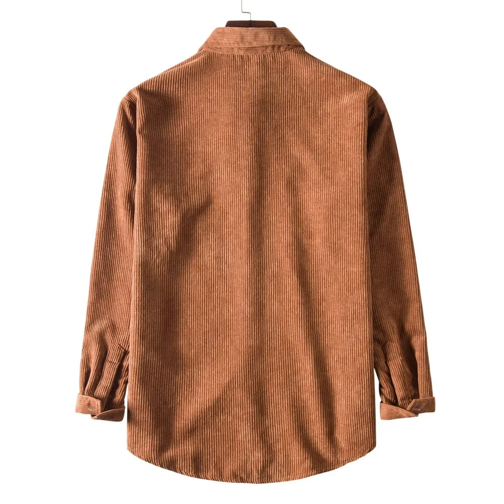 Camisa Hombre Pana Western Otoño - Manga Larga Casual Chaqueta Acanalada