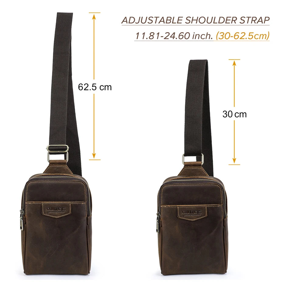 Riñonera Cuero Genuino Hombre Pequeña - Bolso Hombro Crossbody Viaje Outdoor Deportes Fanny Pack