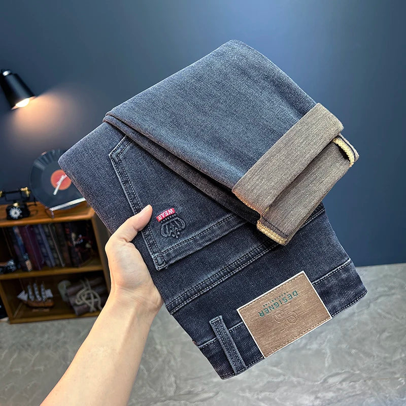 Vaqueros Hombre 2025 Sueltos Elásticos - Jeans Rectos Casuales Versátiles Todo el Año