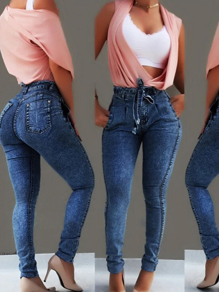 Vaqueros Mujer Cintura Alta Slim Stretch - Jeans Ajustados Push Up Tallas Grandes