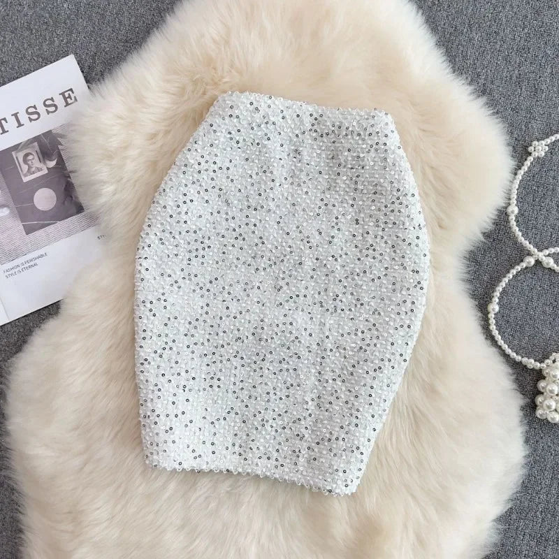 Falda Lentejuelas Mujer Oficina - Falda Elegante Formal Premium Coreana