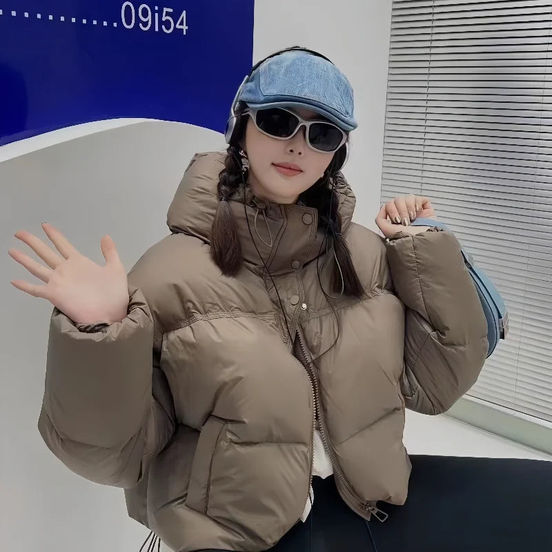 Chaqueta Puffer Mujer Corta - Chaqueta Solapa Algodón Coreana
