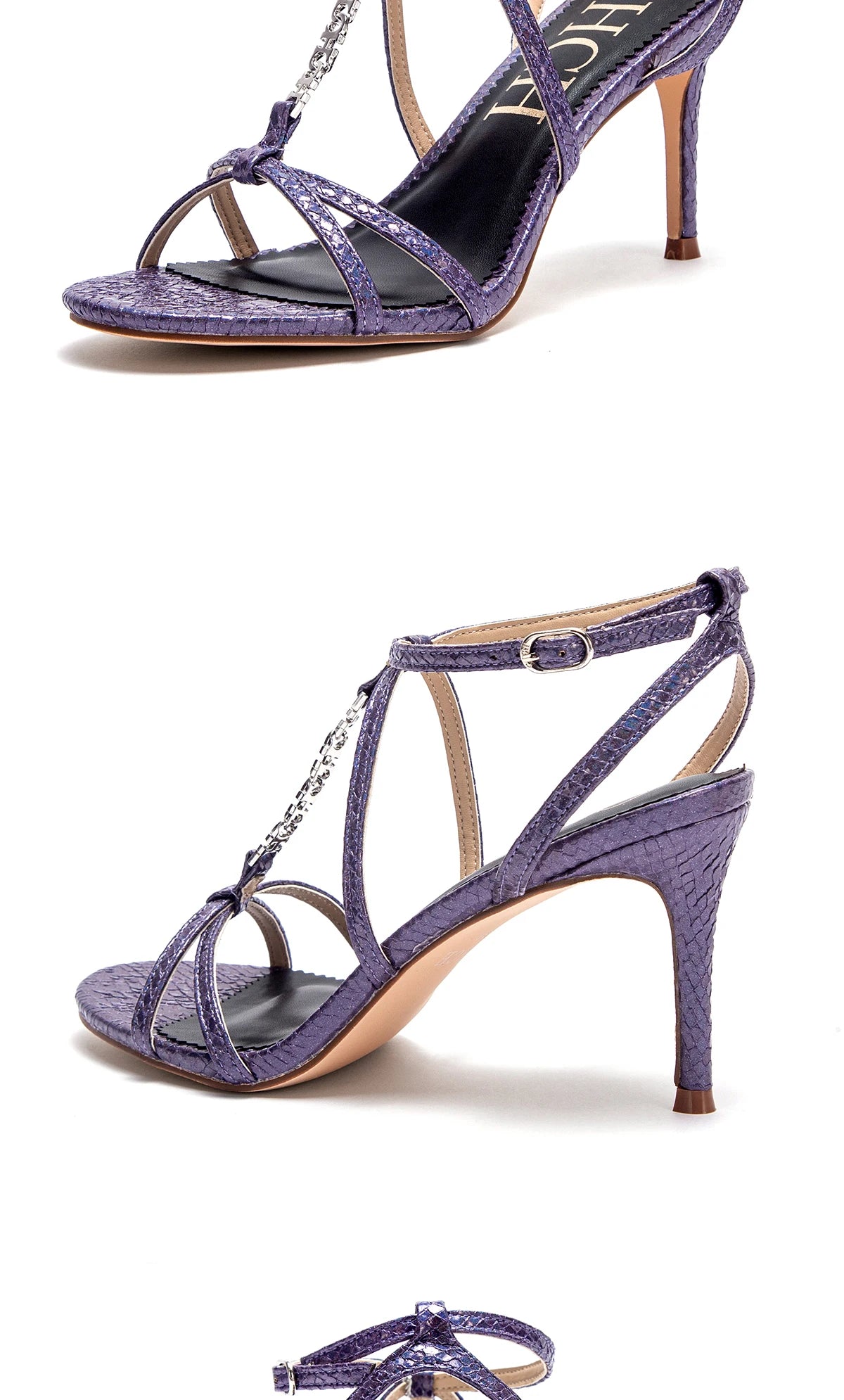 Sandalias Tacón Mujer Tiras CHCH - Zapatos Cordones Punta Cuadrada Fiesta