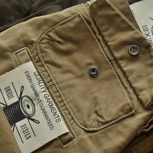 Pantalones Cargo Hombre Americano Retro - Workwear Resistentes Rectos