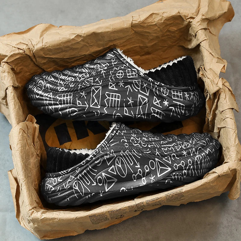 Pantuflas Hombre Invierno Algodón - Cálidas Antideslizantes Impermeables Talón