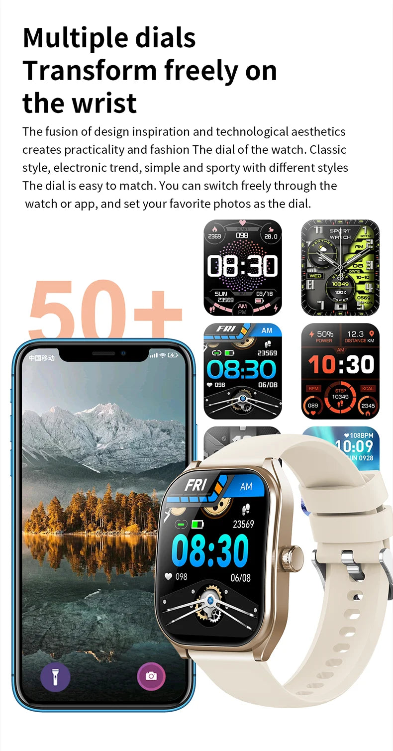 Smartwatch Hombre 2.01'' AMOLED Pantalla Curva - IP68 Bluetooth 5.3 Llamadas Asistente IA Fitness