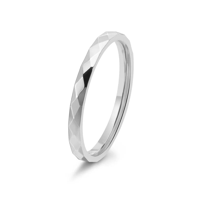 Anillo Apilable Acero Inoxidable - Multifacético Boda Mujer Talla 5-10