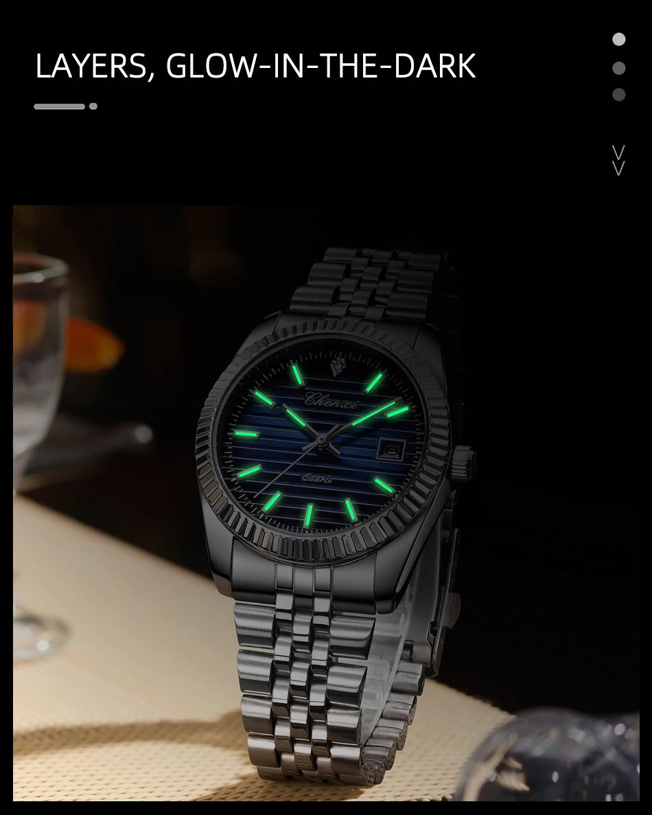 Reloj CHENXI 004D Hombre - Cuarzo Resistente al Agua con Calendario Luminoso