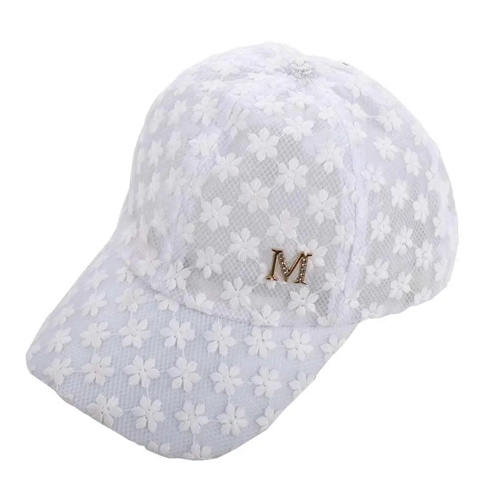 Gorra Baseball Mujer Flores - Cap Mesh Encaje Hip Hop Ajustable