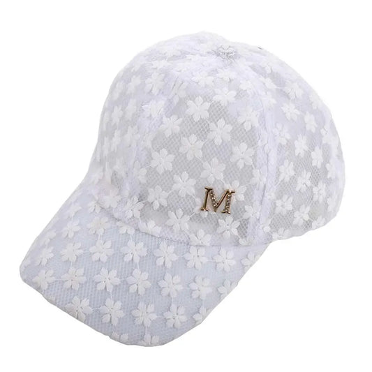 Gorra Baseball Mujer Flores - Cap Mesh Encaje Hip Hop Ajustable