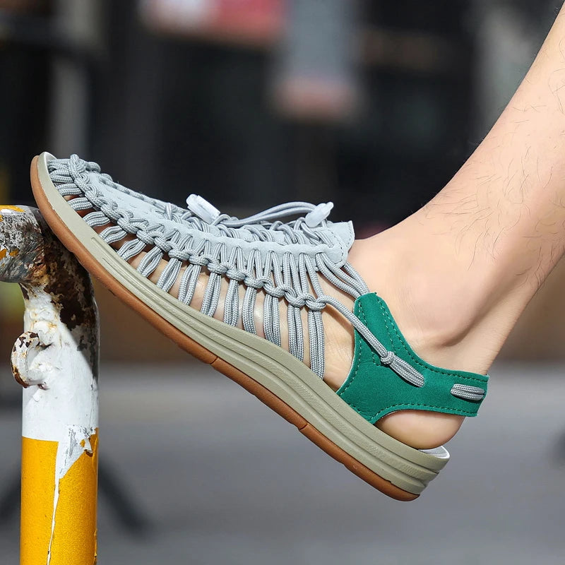 Sandalias Hombre Verano Tejidas - Outdoor Transpirables Slip-On Tallas Grandes