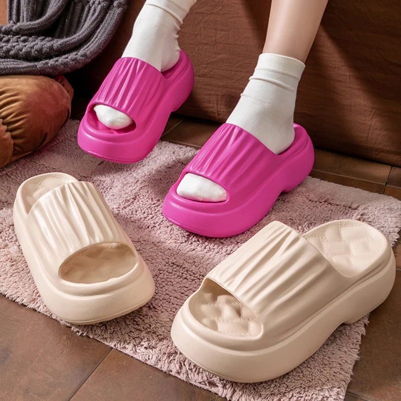 Chinelos Plataforma Chunky Mujer 2025 - Sandalias EVA Cuña Playa