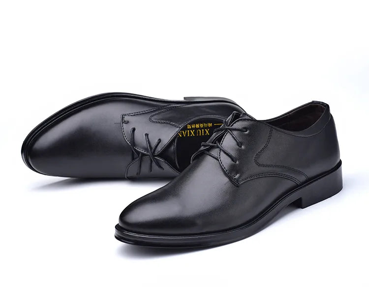 Zapatos Vestir Hombre Negros Cuero - Formales Boda Oficina Punta Puntiaguda Invierno 2024