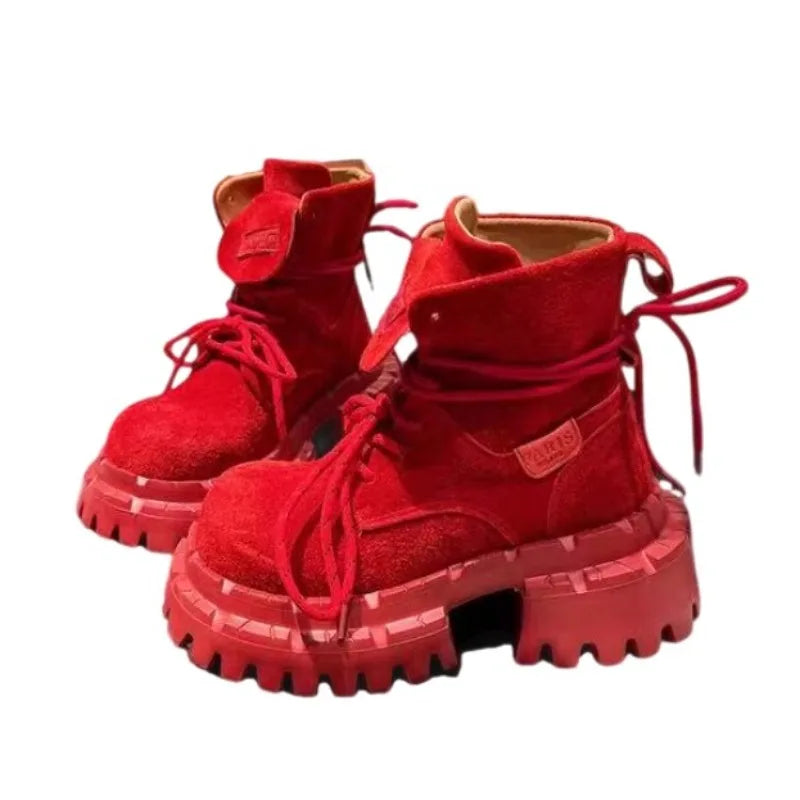 Botas Tobillo Mujer 2025 Plataforma - Chunky Ante Sneakers Deportivas Invierno
