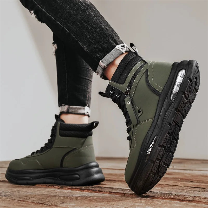 Botas Hombre Tobillo Invierno - Casual Cowboy Combat Tactical Motocicleta Cuero Chelsea Trabajo Outdoor Senderismo Luxury Designer