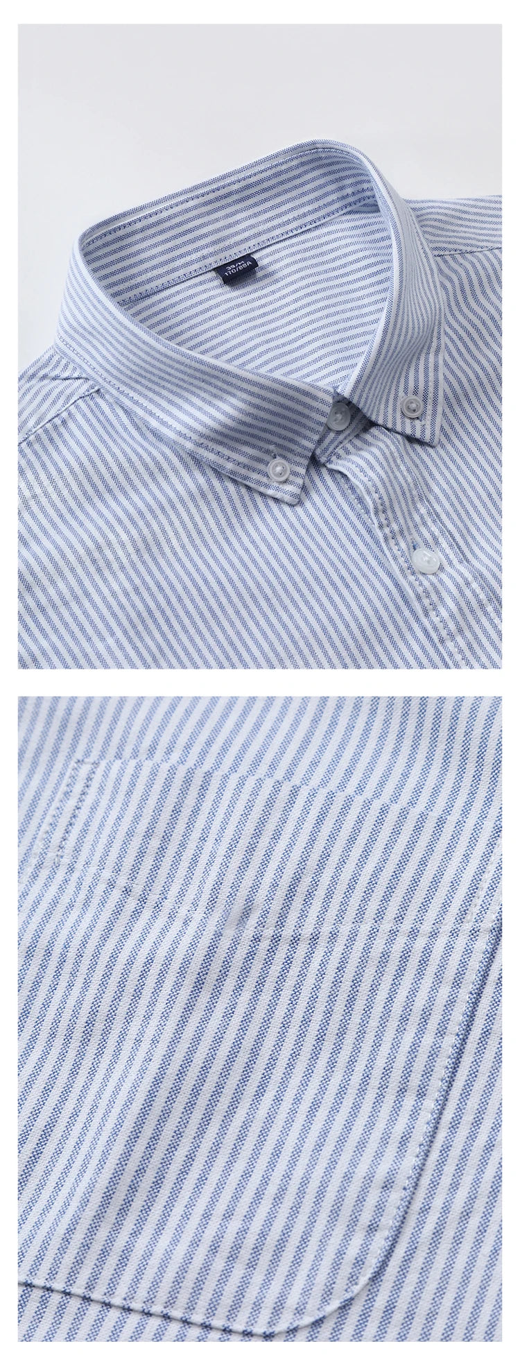 Camisa Hombre Algodón Resistente - Alta Calidad Manga Larga Color Sólido Rayas