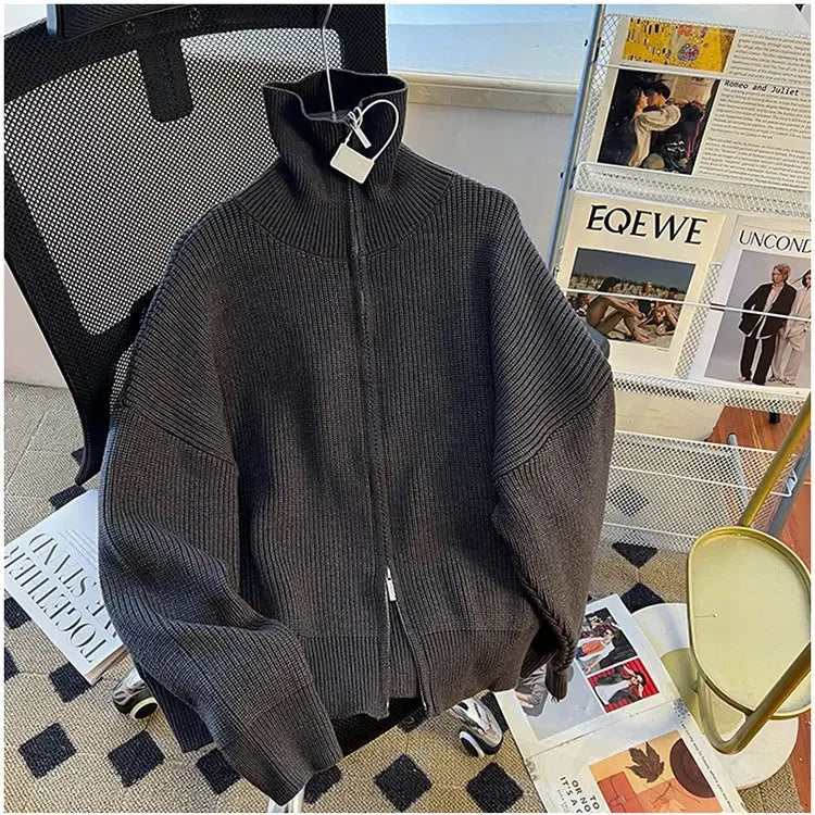 Cárdigan Hombre Punto Grueso - Chaqueta Cremallera Otoño Invierno Casual