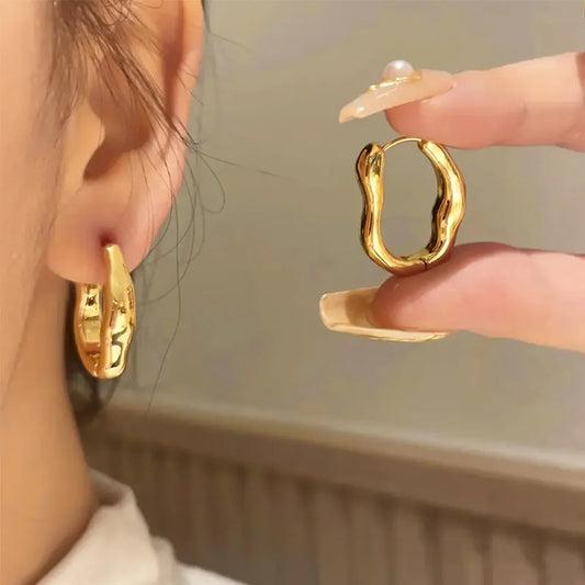 Pendientes Ondulados Minimalistas - Dorado Plata Línea Estéreo Versátiles