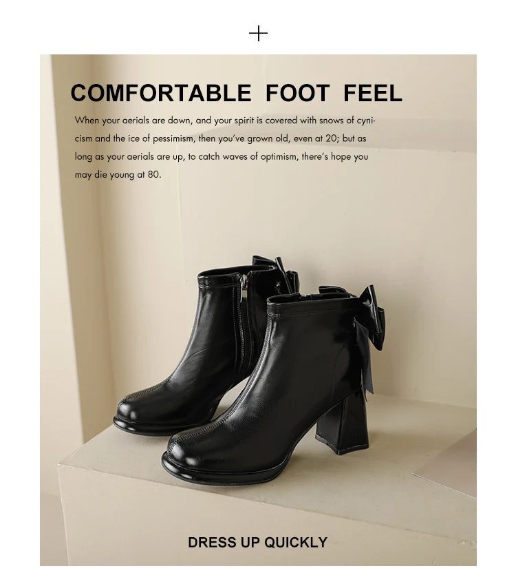 Botas Tobillo Mujer Plataforma Tacón - Lazo Trasero Calcetín Otoño Punk