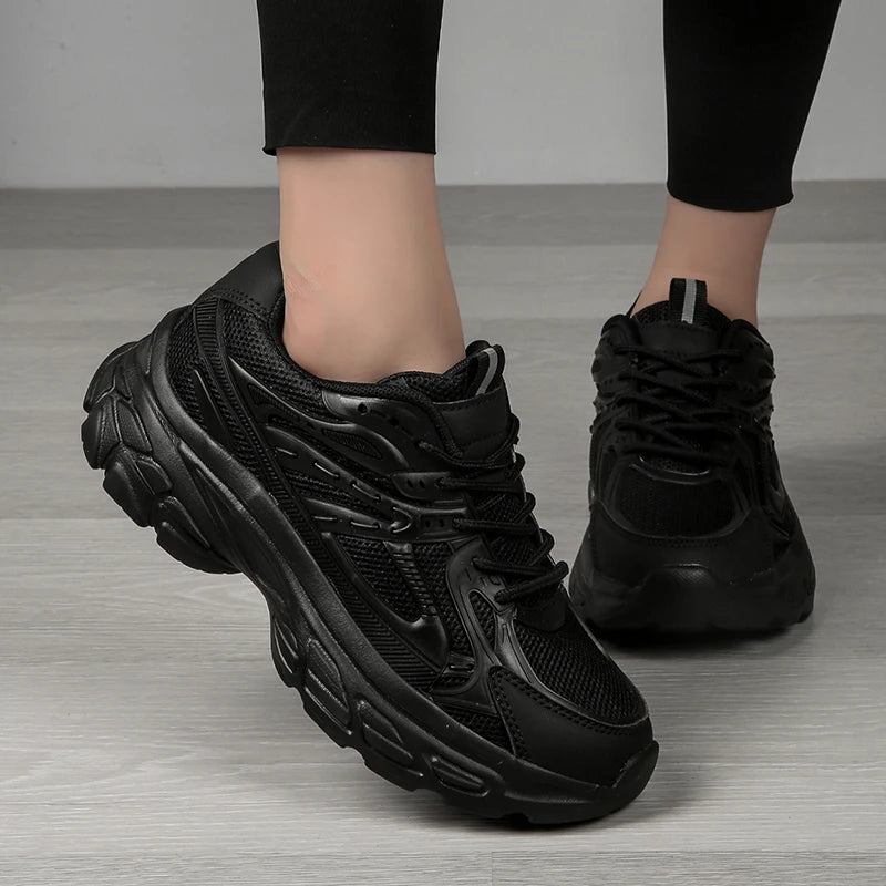 Sneakers Low Top Mujer Blancos - Zapatillas Walking Transpirables Deportivos Suela Gruesa