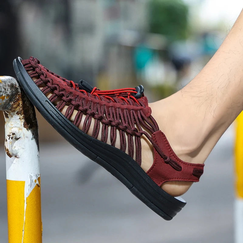 Sandalias Hombre Verano Tejidas - Outdoor Transpirables Slip-On Tallas Grandes