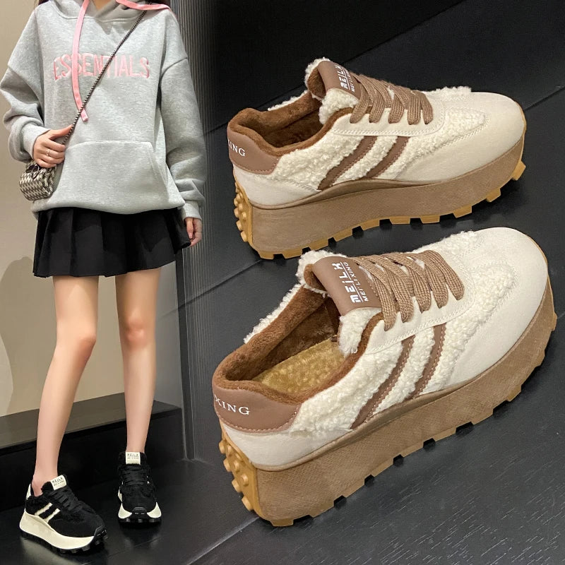 Zapatillas Mujer Invierno Deportivas - Suela Gruesa Cálidas Casual