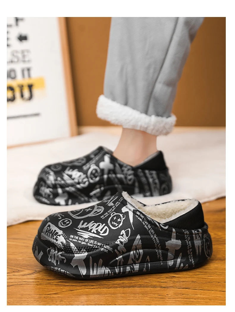 Pantuflas Hombre Invierno Algodón - Cálidas Antideslizantes Impermeables Talón