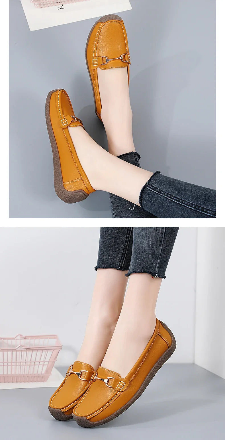 Zapatos Piel Mujer Moccasins - Loafers Designer Slip-On Planos Talla Grande