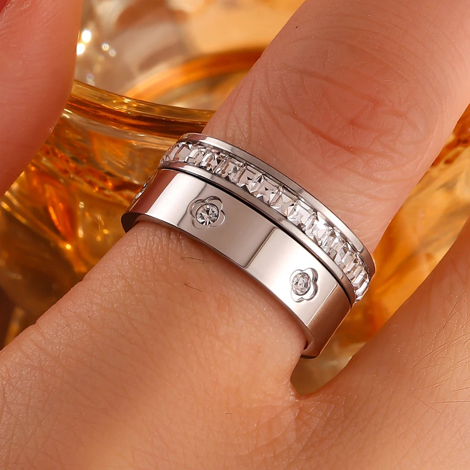 Set Anillos Multicapa Acero Inoxidable - Circonita Apilables Mujer