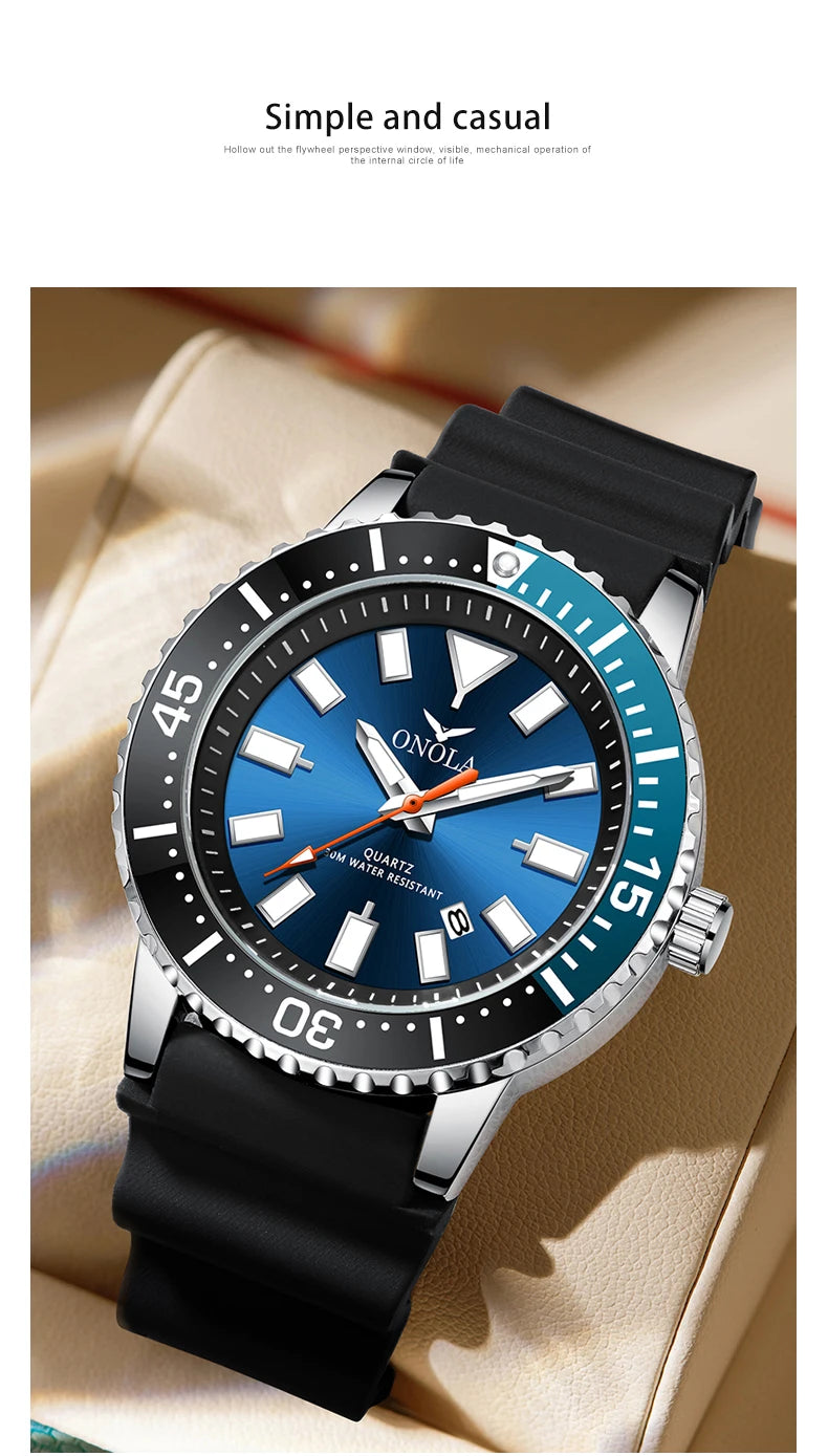 Reloj de Cuarzo ONOLA 3850 Premium para Hombre - Resistente al Agua con Calendario Luminoso