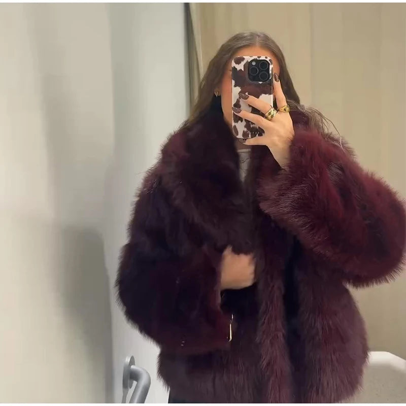 Chaqueta Mujer Elegante PU Piel - Chaqueta Solapa Doble Botón 2025