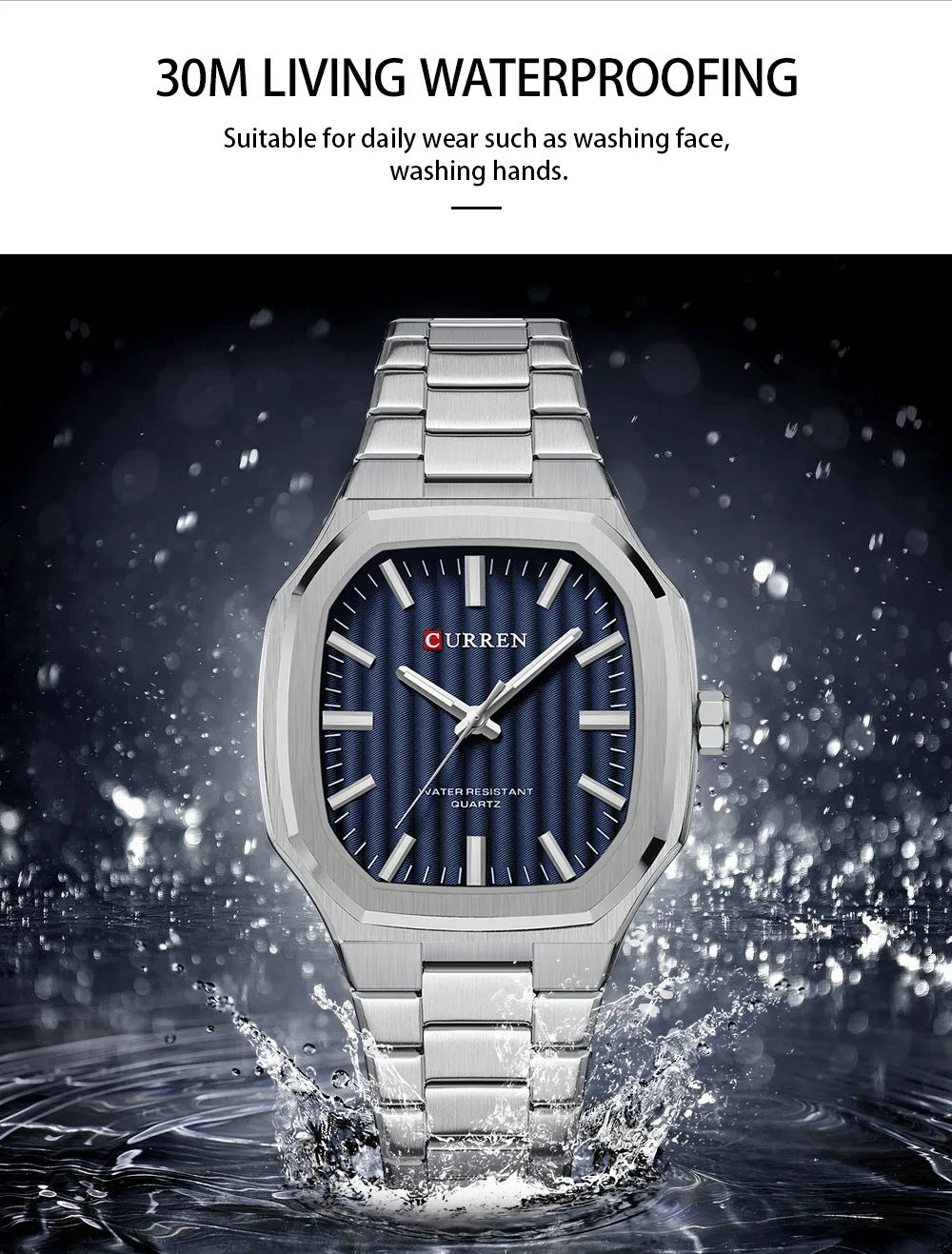 Reloj CURREN 8458 para Hombre - Cuarzo Business Resistente al Agua con Correa de Acero