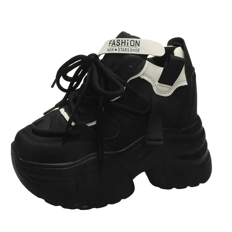 Sneakers Walking Mujer Plataforma Chunky - Zapatillas Piel 10CM Cuña Invierno