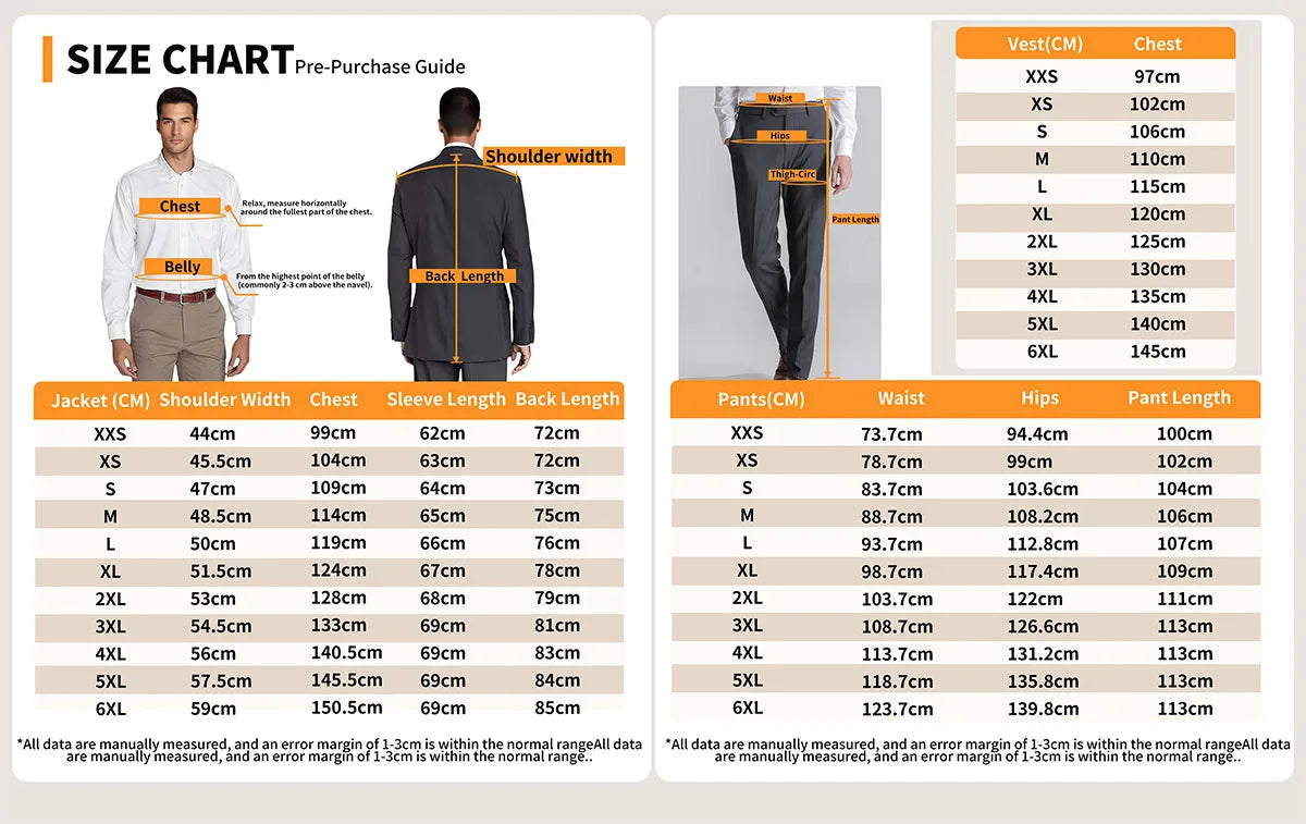 Traje Hombre Formal Novio 3 Piezas - Blazer Chaleco Pantalones Suit Fashion Business Boda Cuadros Algodón Lino