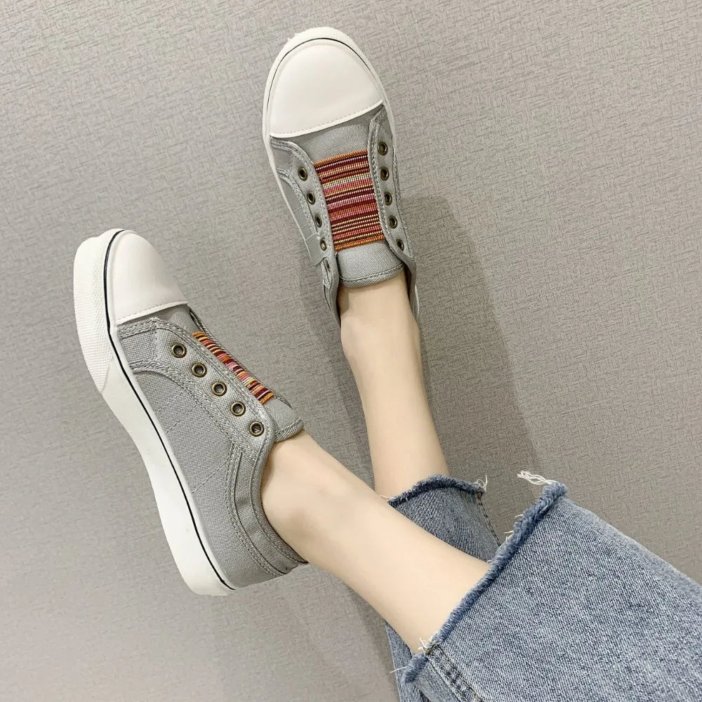 Zapatos Canvas Fashion Mujer 2025 - Zapatillas Vulcanizadas Planas Primavera Otoño