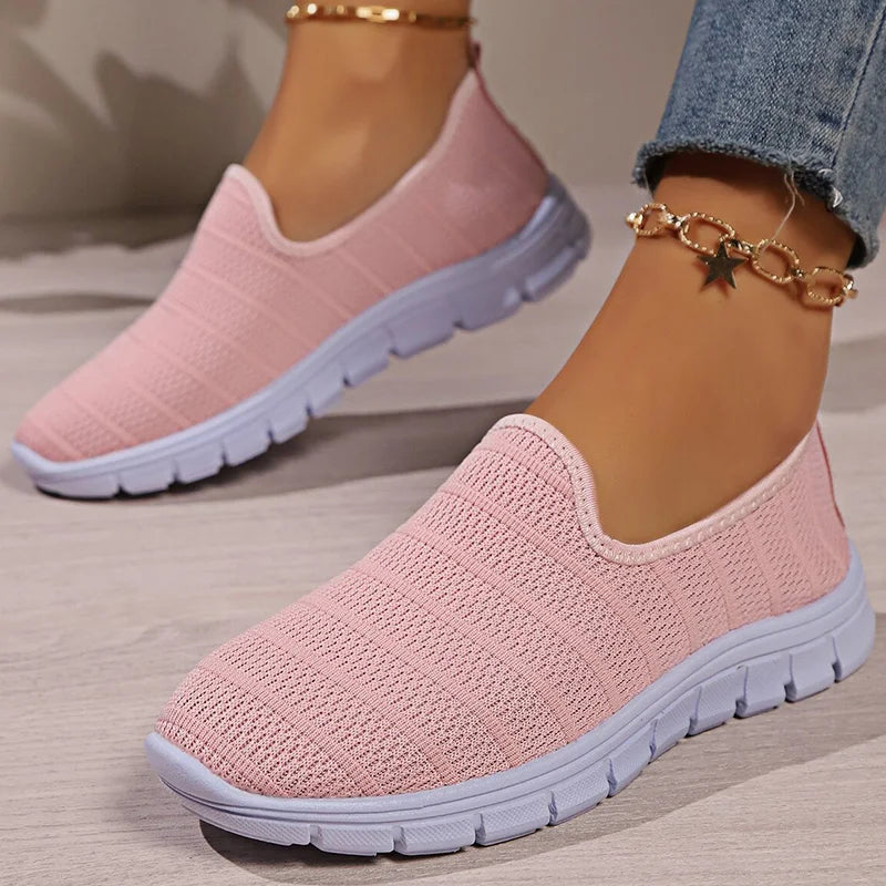 Sneakers Slip-On Mujer Blancos - Zapatillas Ligeras Sin Cordones Otoño