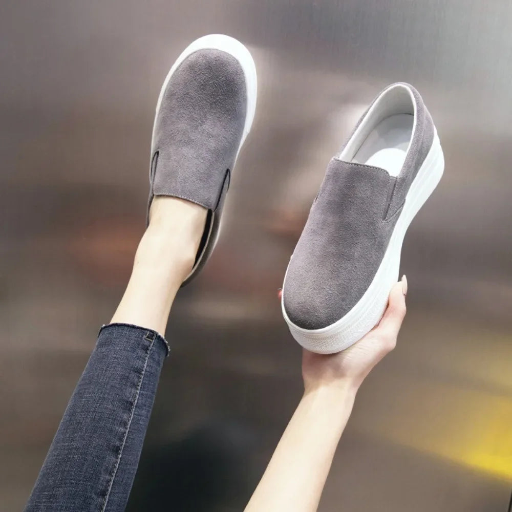 Zapatos Primavera Mujer Piel - Sneakers Lazy Plataforma Suela Gruesa Ligeros