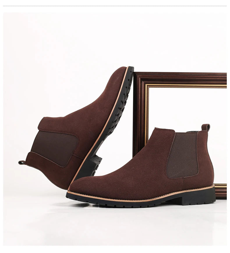 Botines Hombre Fashion Chelsea - Cuero Tobillo Casual Negros Outdoor High-Top Boda