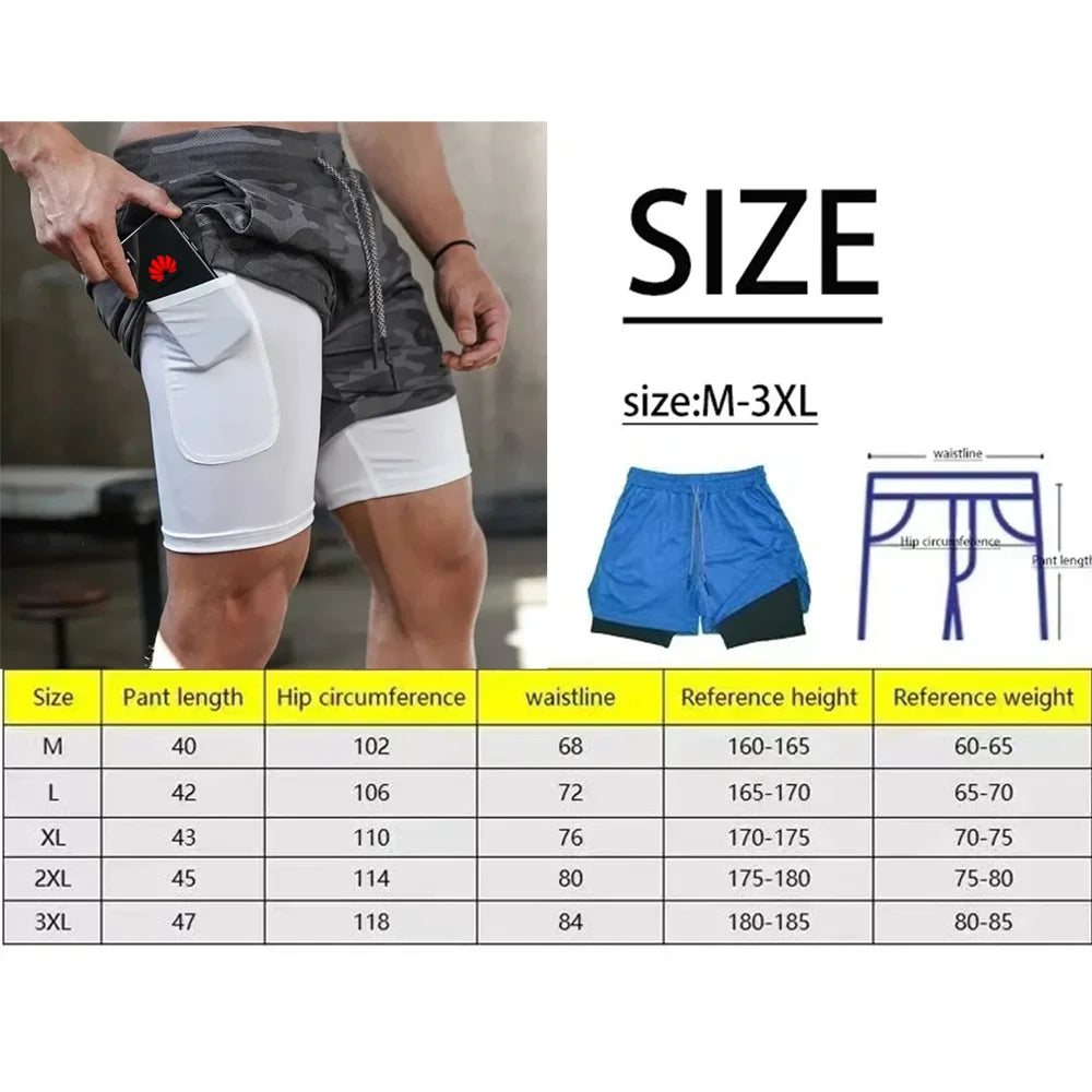 Shorts Deportivos Hombre 2 en 1 Gothic - Pantalones Running Fitness Patrón Gótico Verano