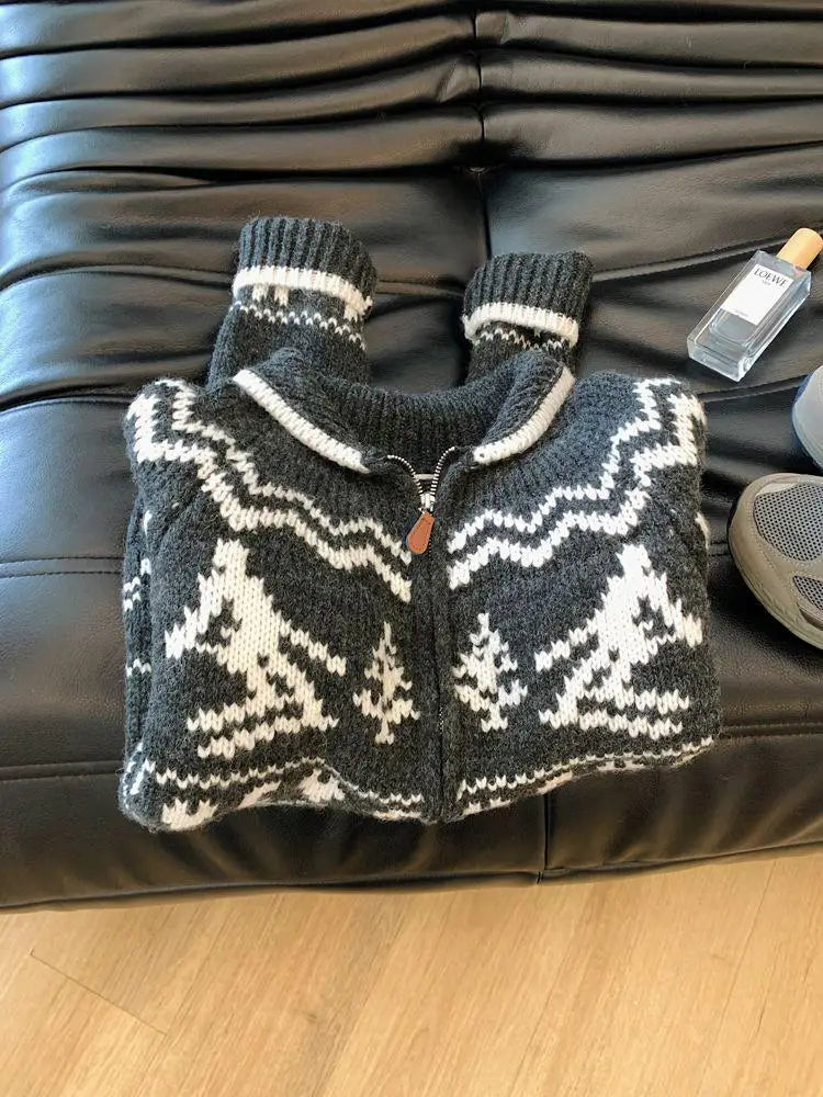 Cárdigan Mujer Navidad Punto Retro - Holgado Manga Larga Otoño Invierno