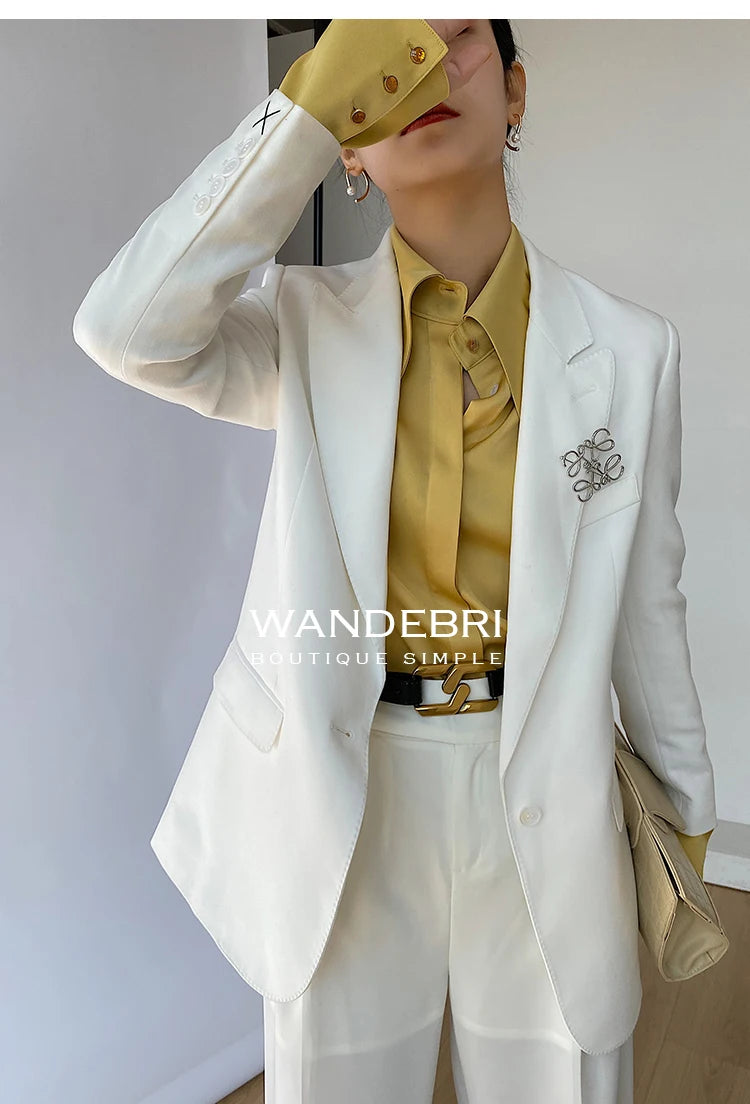 Camisa Satén Seda Mujer Vintage - Blusa Blanca Manga Larga Elegante