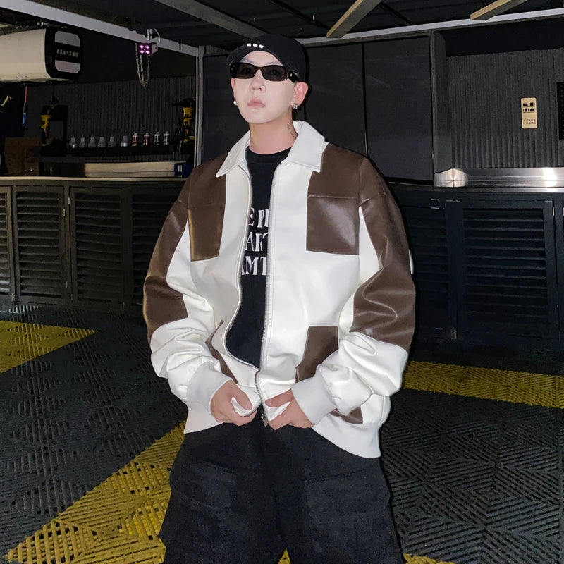 Chaqueta Cuero Hombre Motocicleta - Bomber Biker Otoño Invierno