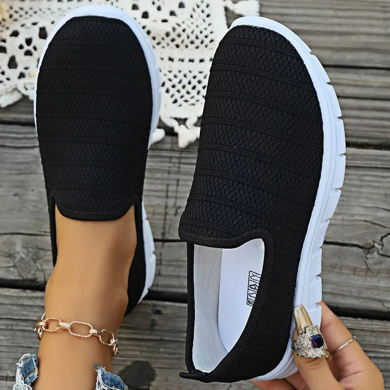 Sneakers Slip-On Mujer Blancos - Zapatillas Ligeras Sin Cordones Otoño